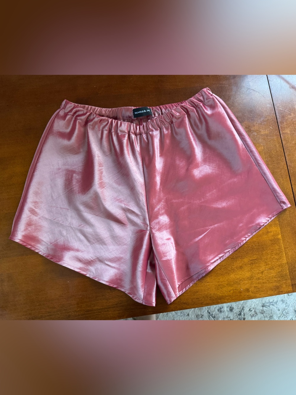 Taffeta Elastic High Waisted pull on shorts iridescent pink small